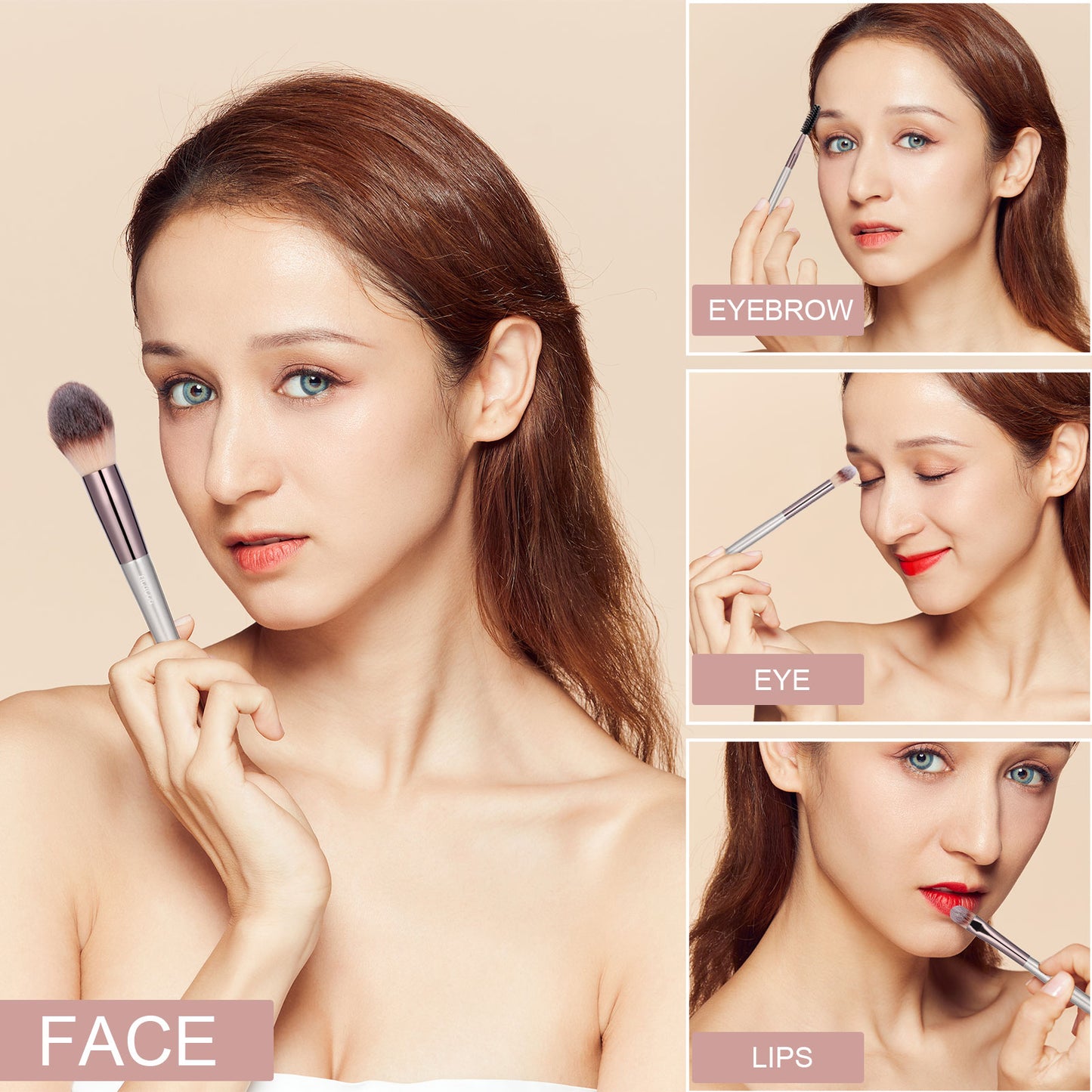 Huauoo Makeup Brush Set 20 Pcs, Foundation Powder Concealers Eye Shadows Blush Makeup Brushes