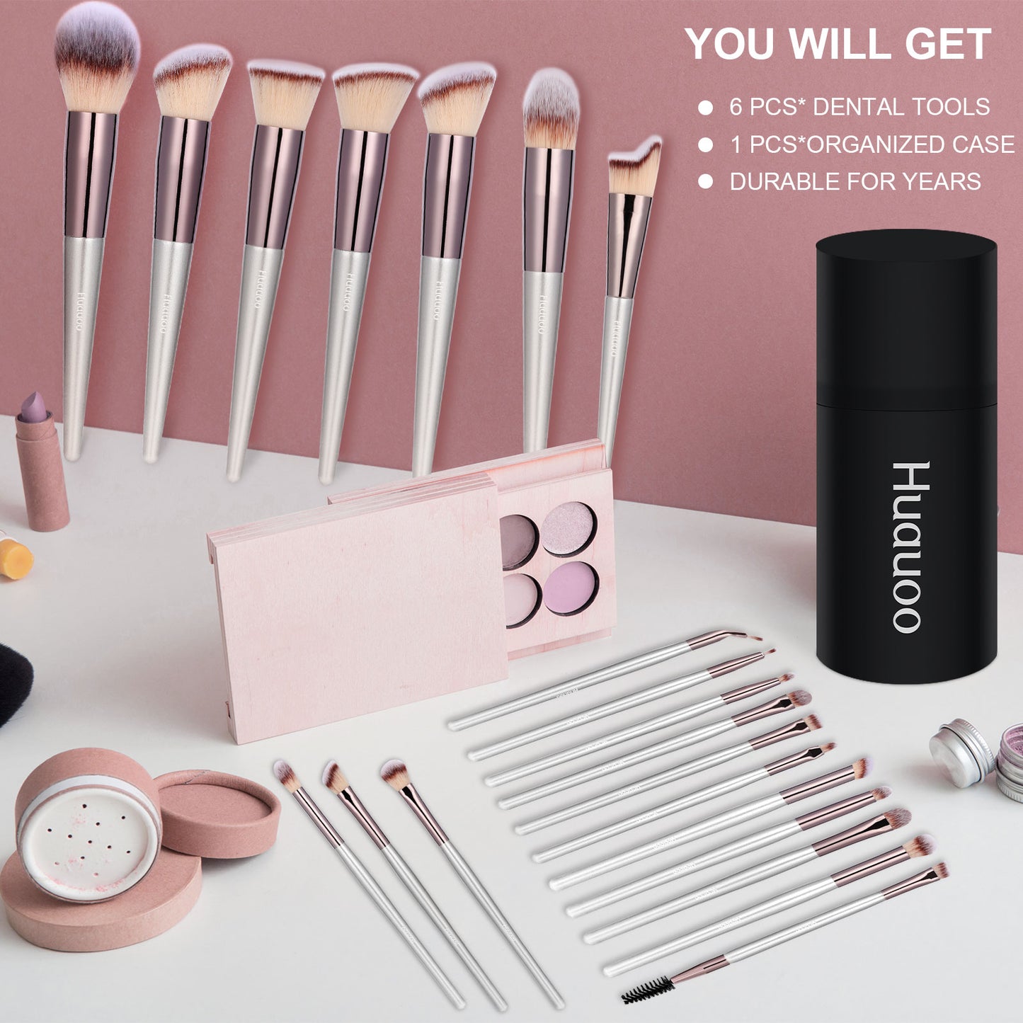 Huauoo Makeup Brush Set 20 Pcs, Foundation Powder Concealers Eye Shadows Blush Makeup Brushes