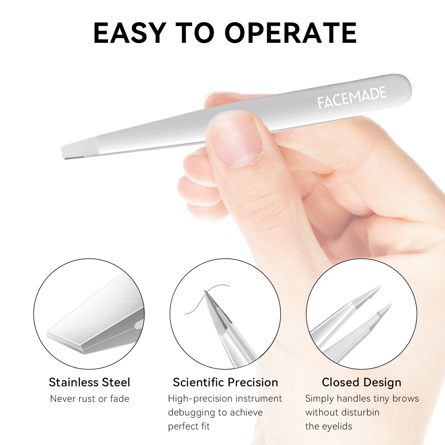 Huauoo Precision Stainless Steel Tweezers for Men and Women