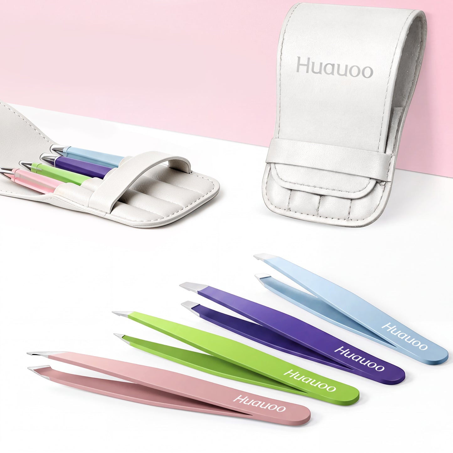 4 Pcs Tweezers Set, Stainless Steel Hair Removal Makeup Tool, Gift,Multicolor