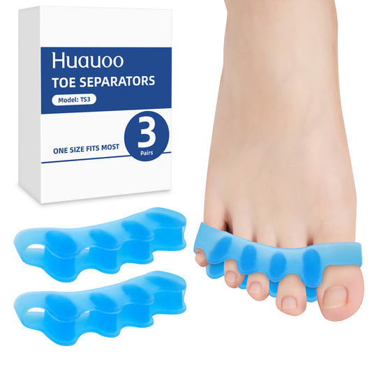 Huauoo 3 Pairs Toe Separators, Correcting Bunions and Restoring Toes to Their Original Shape, Toe Spacers Bunion Corrector, for Men and Women
