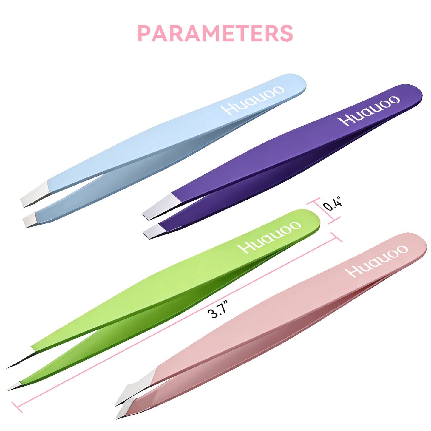 4 Pcs Tweezers Set, Stainless Steel Hair Removal Makeup Tool, Gift,Multicolor