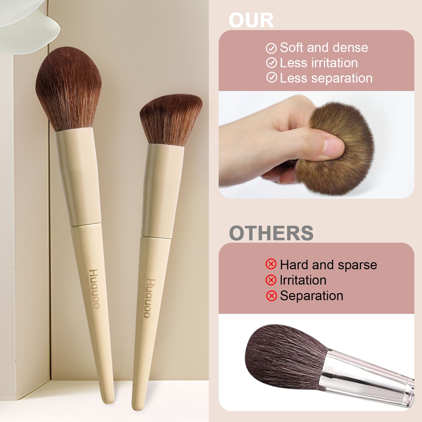 Makeup Brush Set 20 Pcs Premium Synthetic Foundation Powder Concealers Eye Shadows Blush Makeup Brushes with Travel Case (Matte white beige)