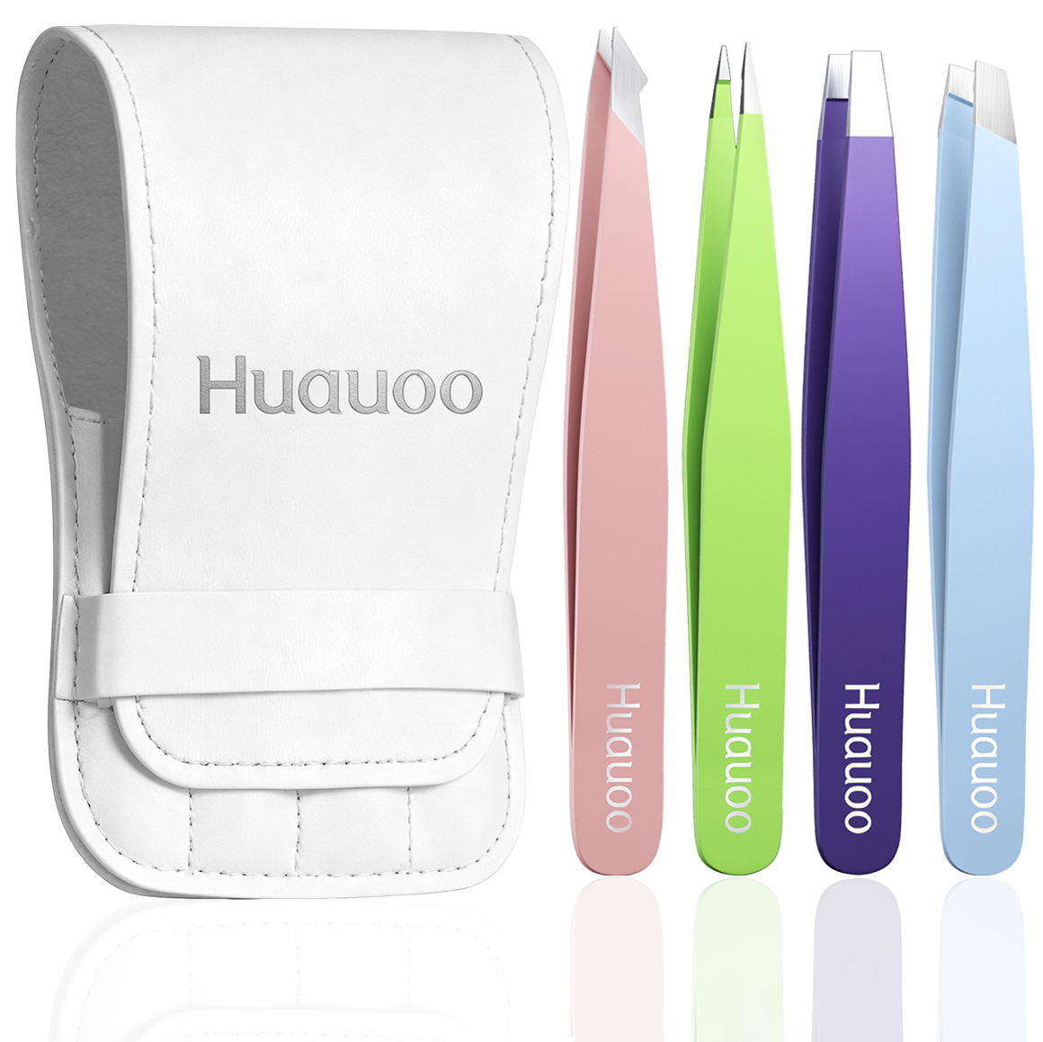 4 Pcs Tweezers Set, Stainless Steel Hair Removal Makeup Tool, Gift,Multicolor