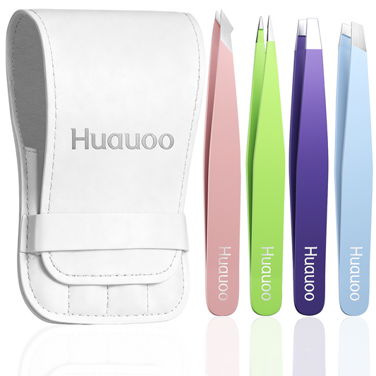 4 Pcs Tweezers Set, Stainless Steel Hair Removal Makeup Tool, Gift,Multicolor