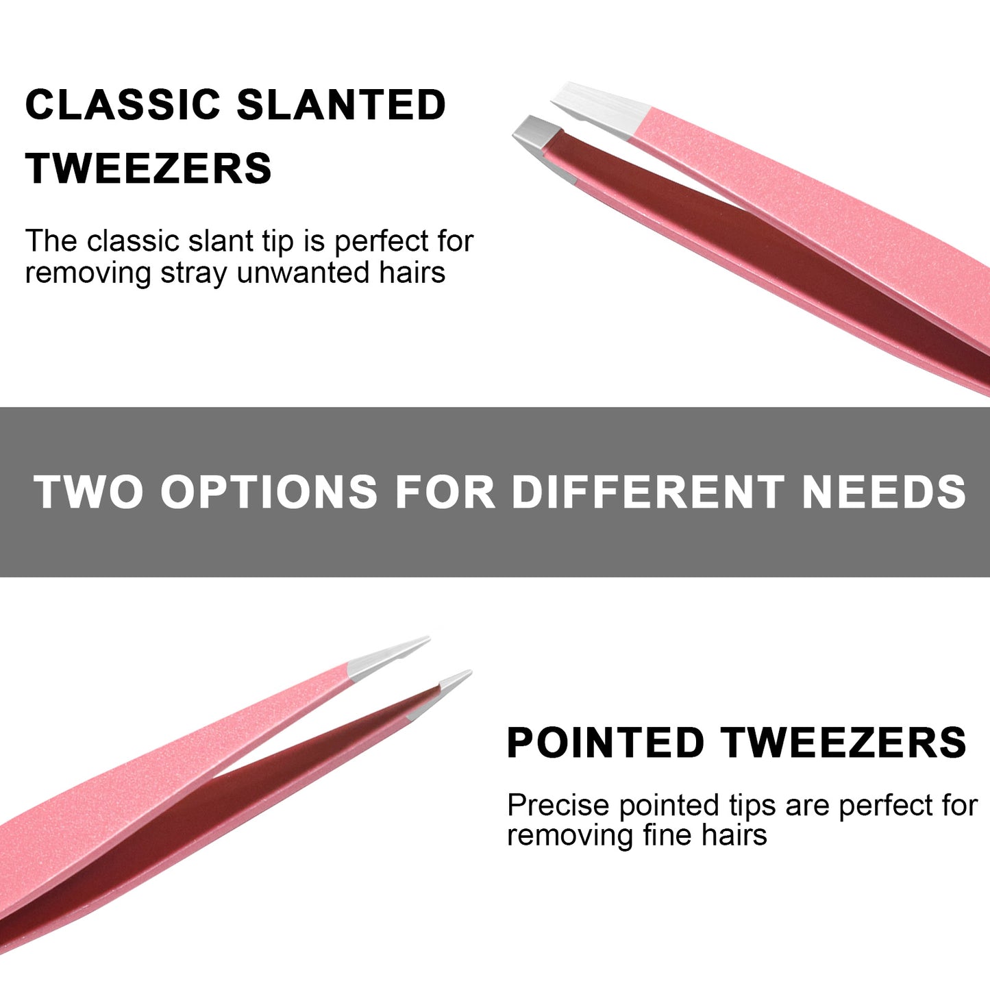 Tweezers Set, Professional Stainless Steel Tweezers for Men and Women, Precision Eyebrow Tweezers for Facial Hair (pink)