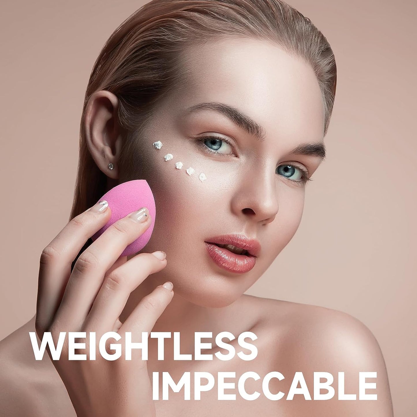 Huauoo 6 Pcs Makeup Sponges Set, Makeup Sponges for Foundation, Latex Free Beauty Sponges, Pink