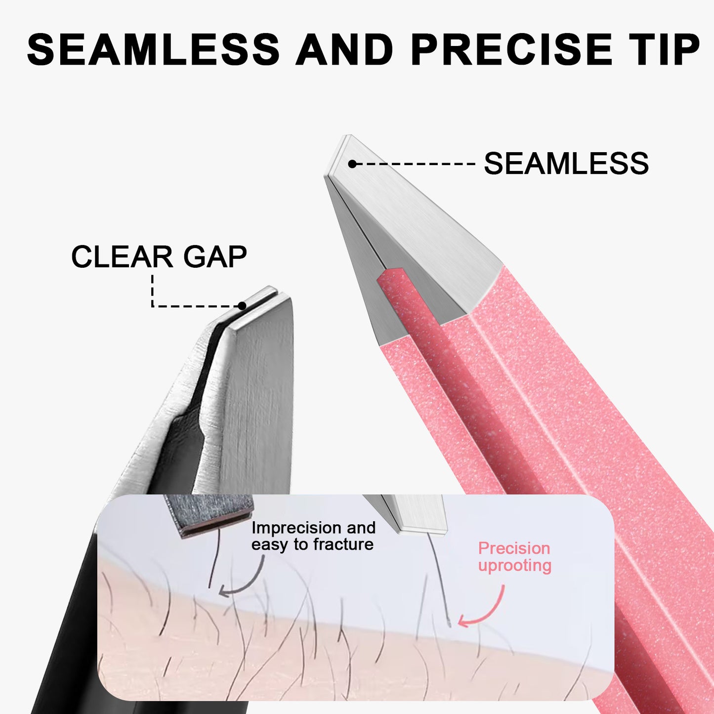 Tweezers Set, Professional Stainless Steel Tweezers for Men and Women, Precision Eyebrow Tweezers for Facial Hair (pink)