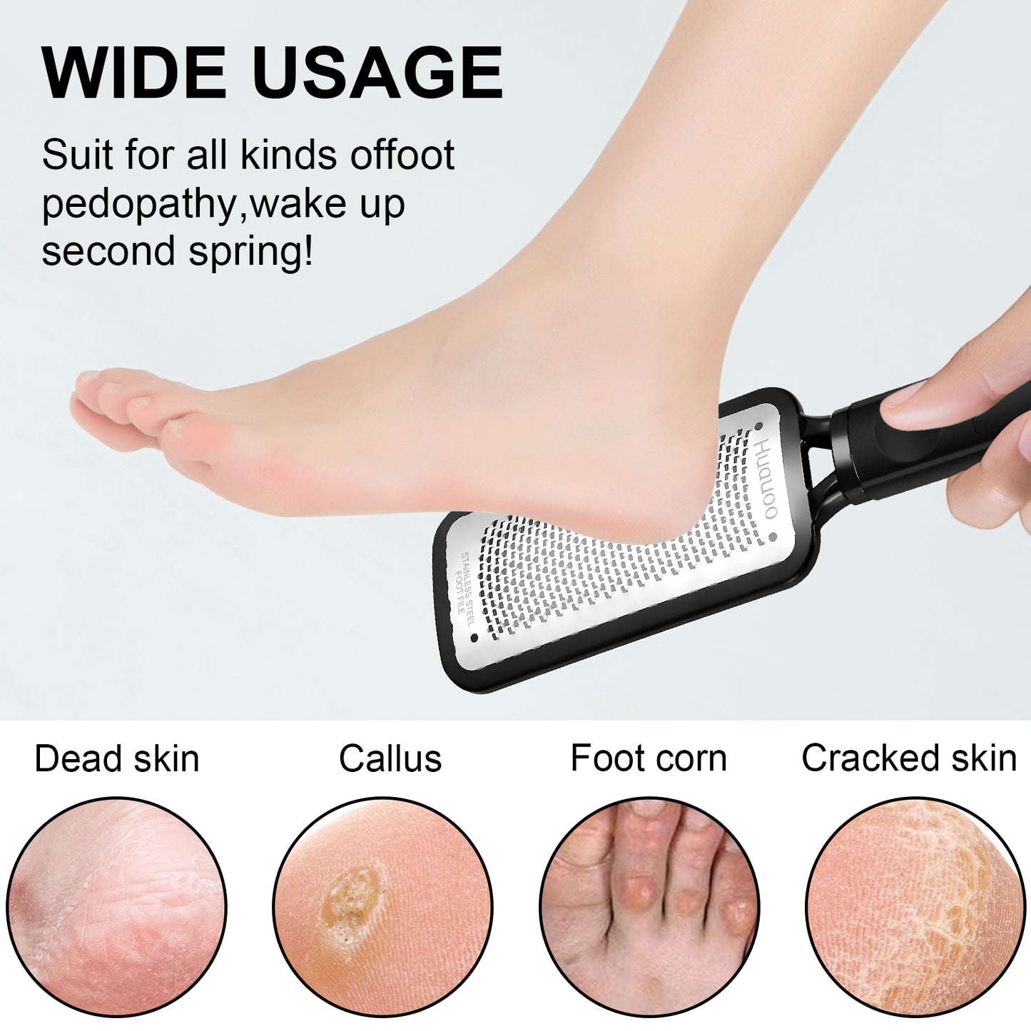 Huauoo Foot Rasp Foot File, Best Foot Care Pedicure Metal Surface Tool to Remove Hard Skin