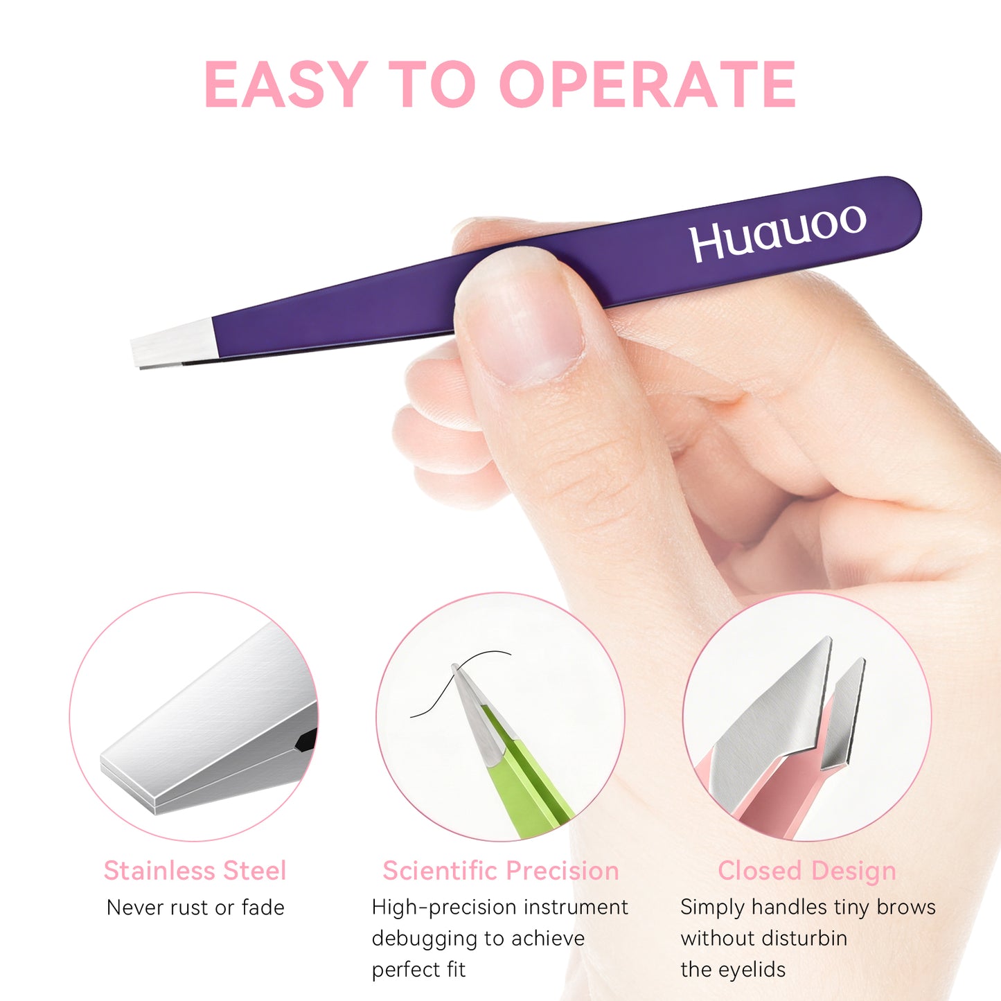 4 Pcs Tweezers Set, Stainless Steel Hair Removal Makeup Tool, Gift,Multicolor