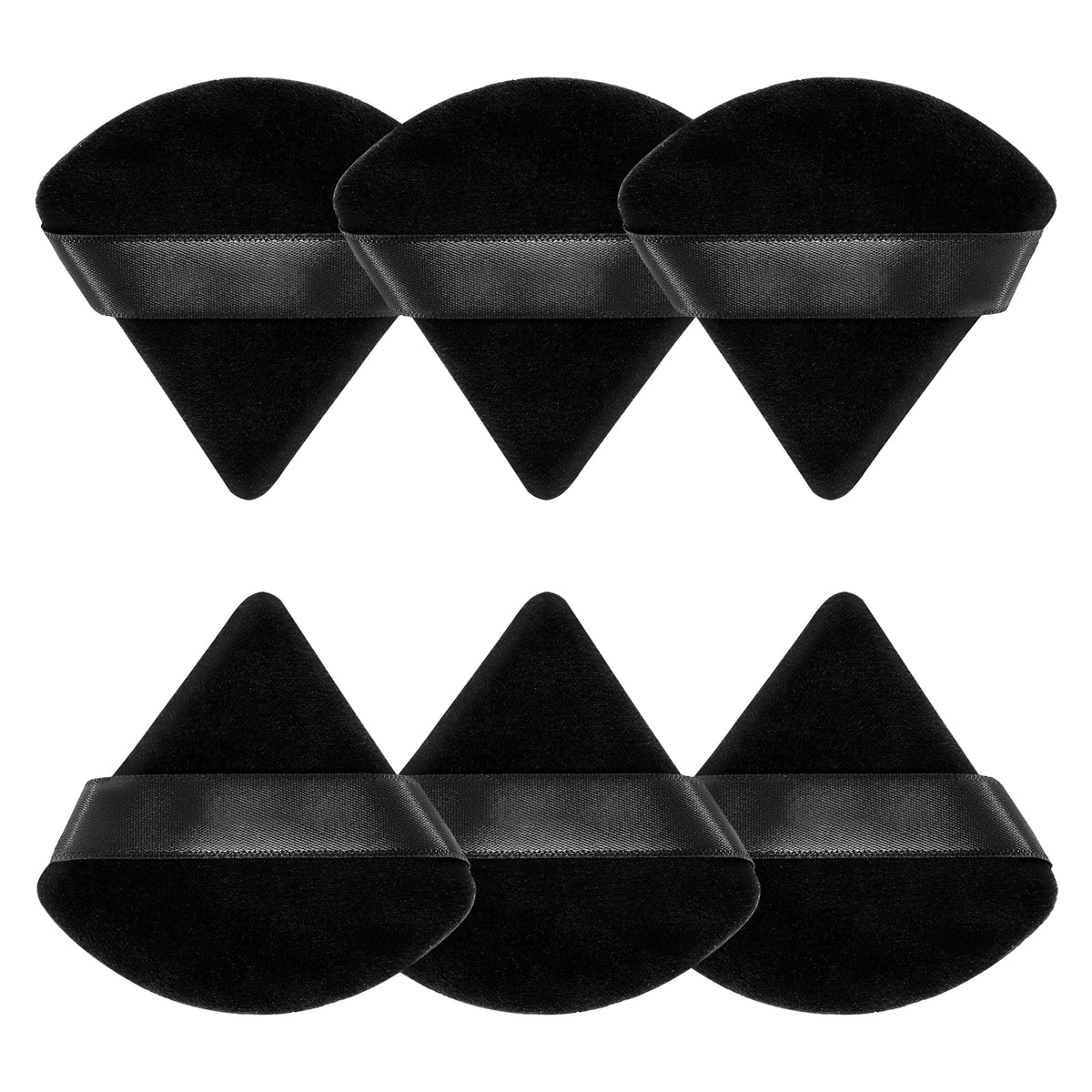 Huauoo 6 Pcs Triangle Velour Face Powder Puff Set with Case, Wet and Dry Use Beauty Makeup Tool