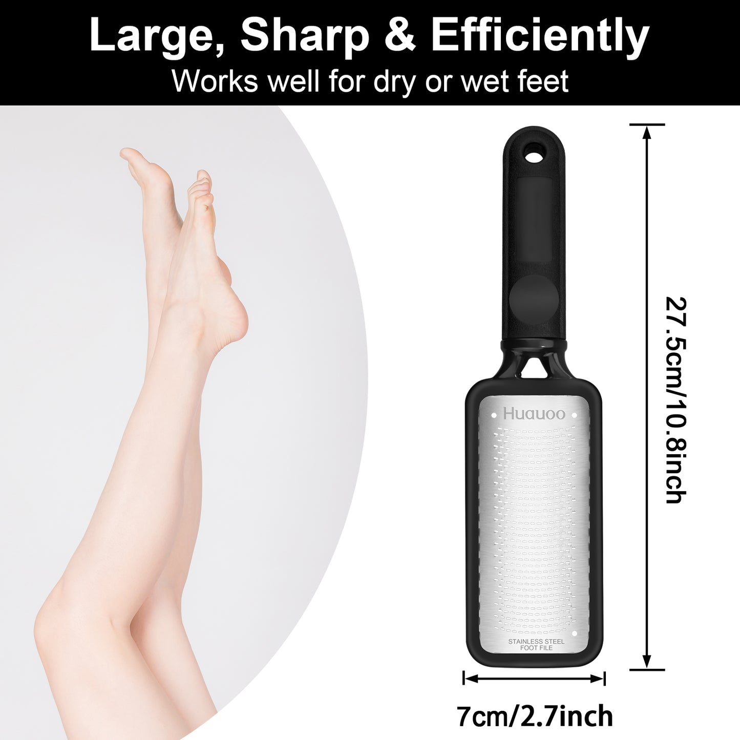 Huauoo Foot Rasp Foot File, Best Foot Care Pedicure Metal Surface Tool to Remove Hard Skin