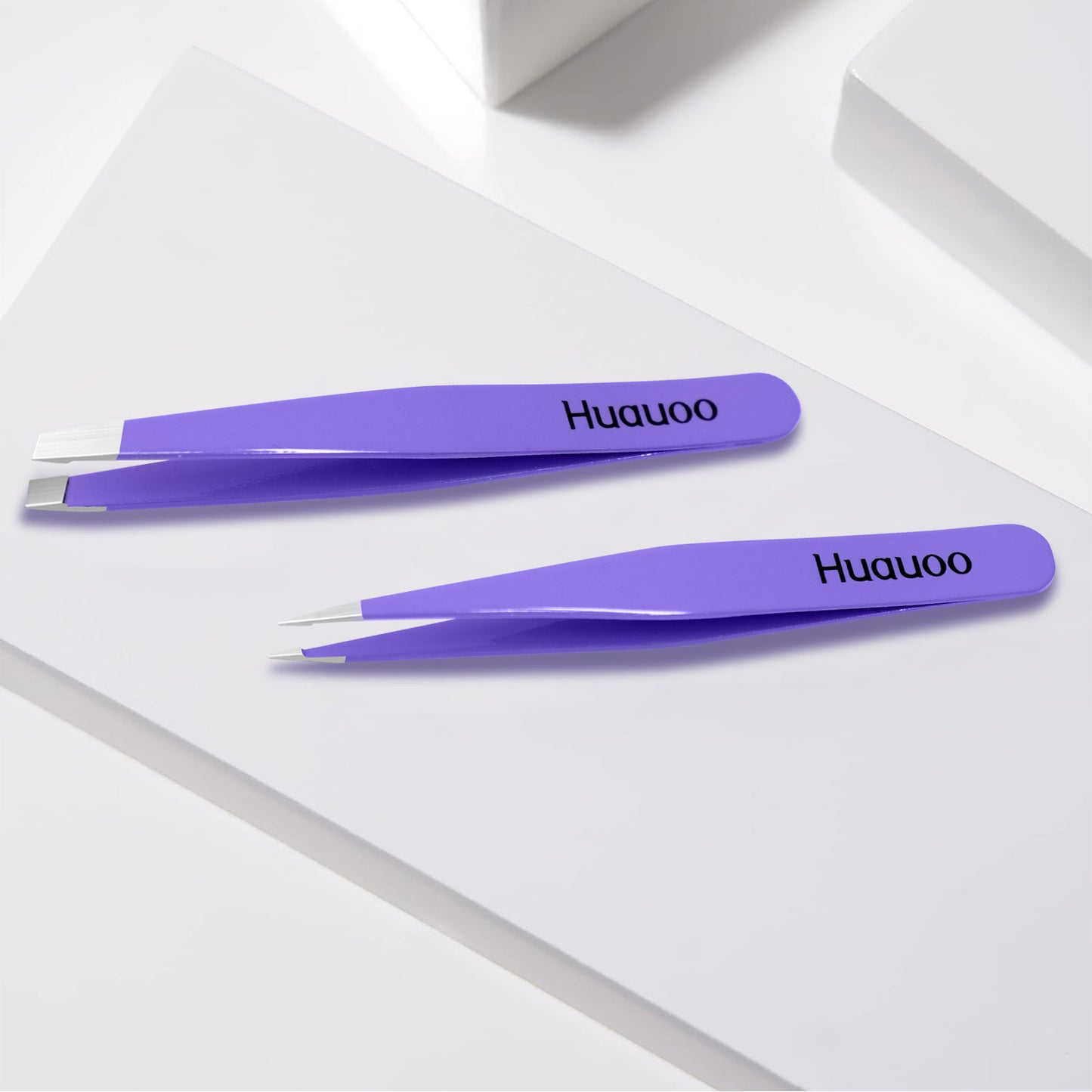 Tweezers Set, Professional Stainless Steel Tweezers for Men and Women, Precision Eyebrow Tweezers for Facial Hair (Purple)