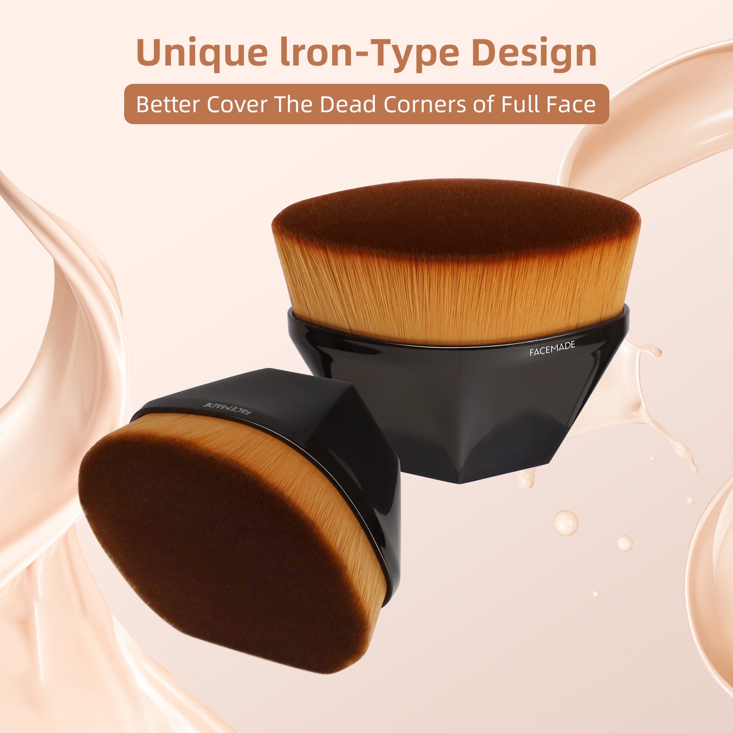 Foundation Makeup Brush for Blending Liquid, Cream or Flawless Powder Cosmetics with Protective Case
