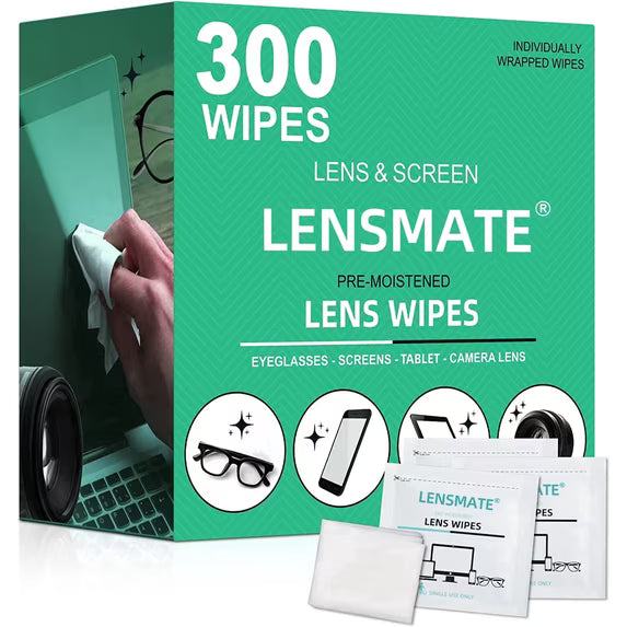 Lensmate Lens Cleaner Wipes, Pre-Moistened Electronic Glasses Wipes, 300 Count