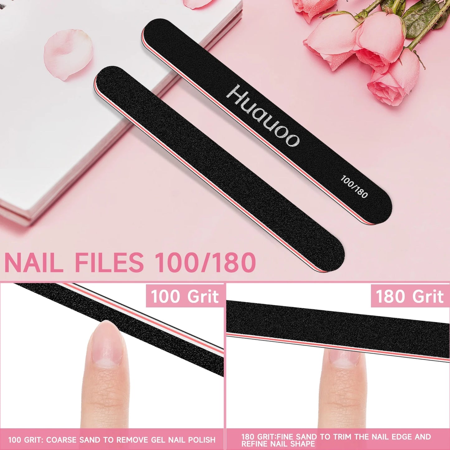 Nail Files and Buffer 12 Pcs, Professional Manicure Tools Kit Care Buffer Block Tools 100/180 Grit, Colorful