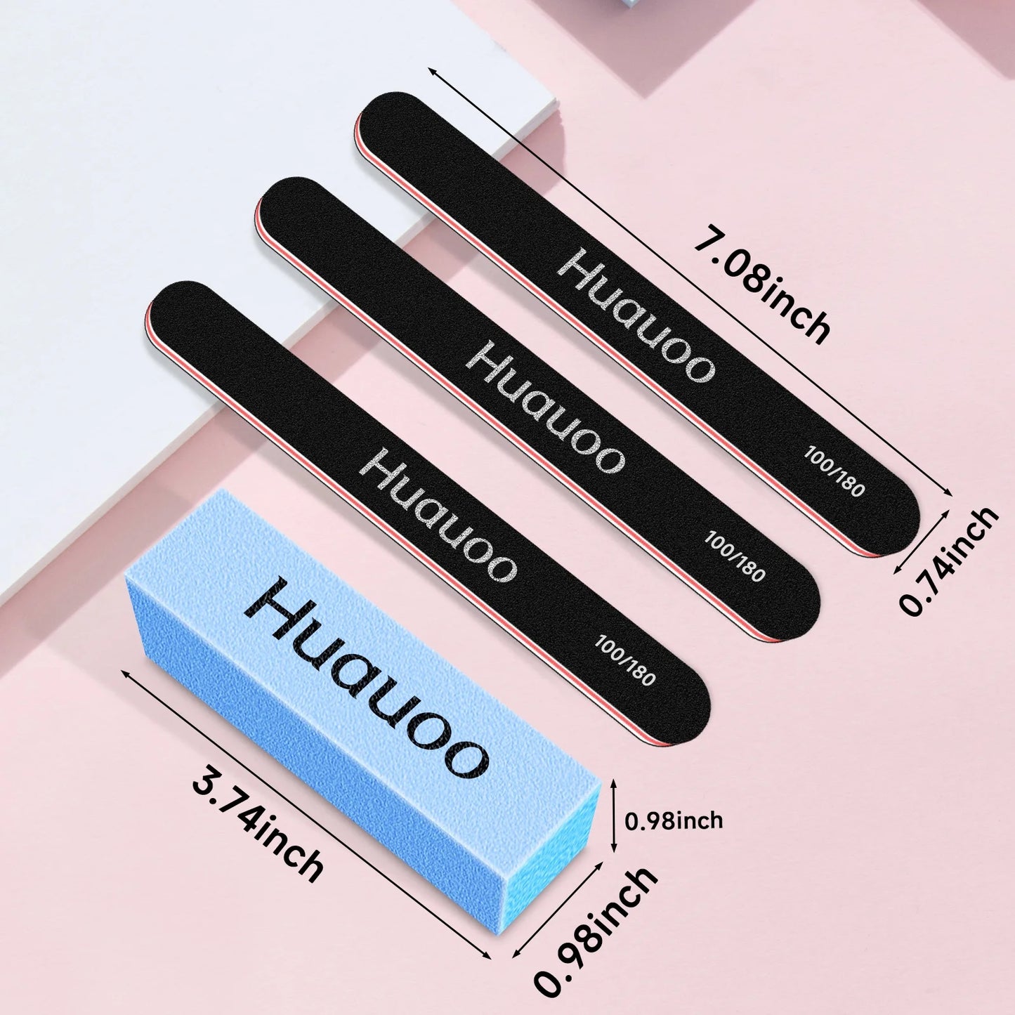 Nail Files and Buffer 12 Pcs, Professional Manicure Tools Kit Care Buffer Block Tools 100/180 Grit, Colorful