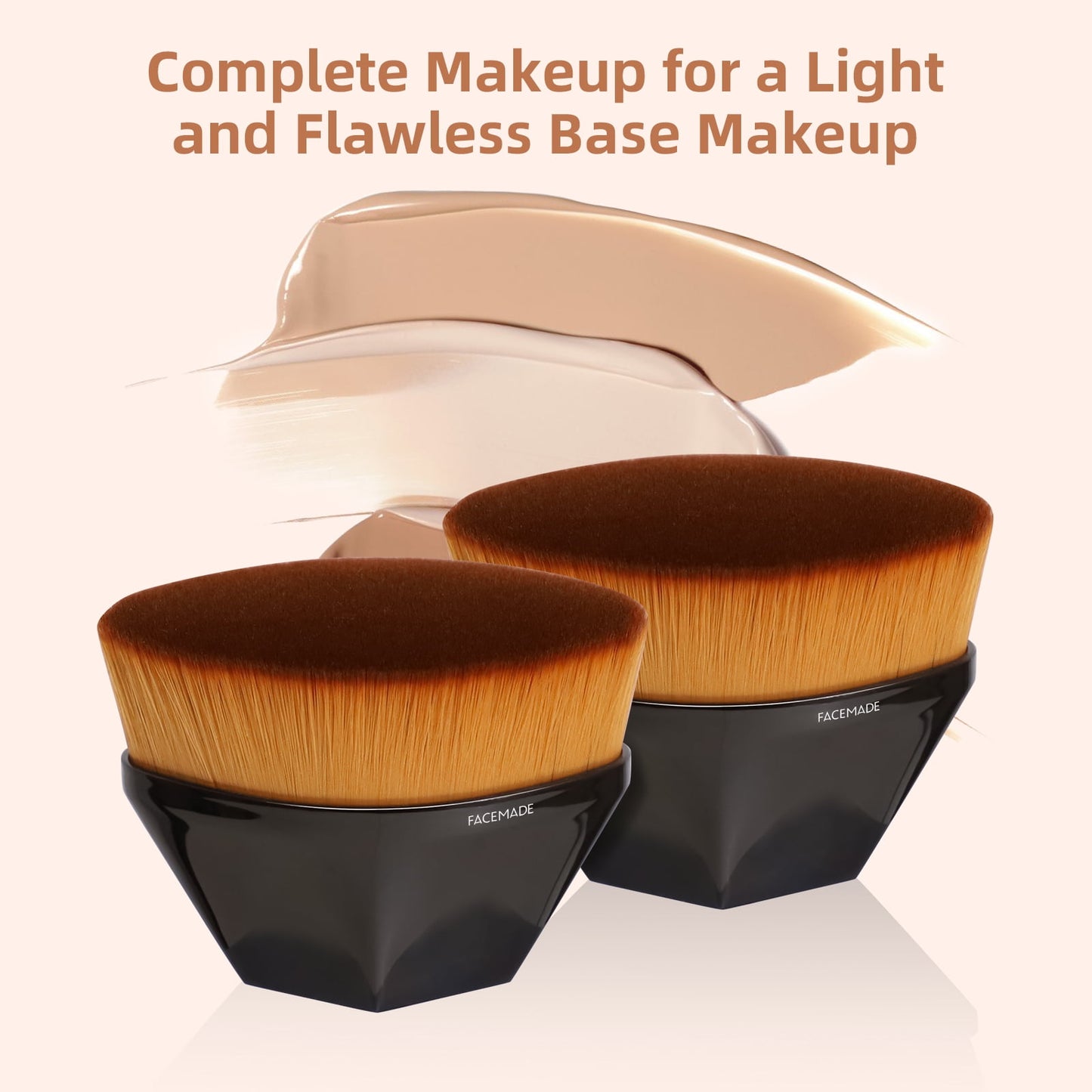 Foundation Makeup Brush for Blending Liquid, Cream or Flawless Powder Cosmetics with Protective Case